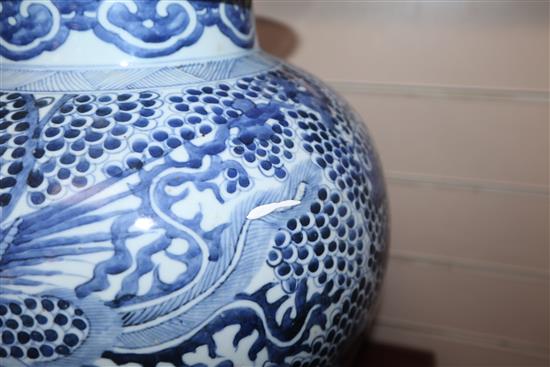 A pair of large Chinese blue and white vases and covers height 53cm